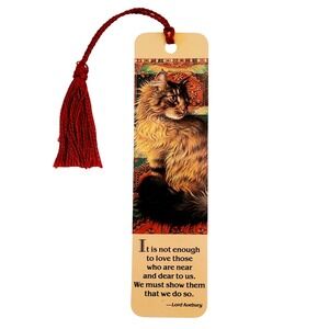 Vintage 90s Ivory Cats Bookmark Ruskin on Stairs 1990 Lesley Anne Antioch H-1295